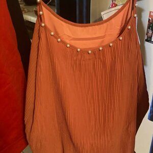 Women's Chiffon Pleated Double-Layers Cami Shirt  Scoop Neck Sexy Pearl